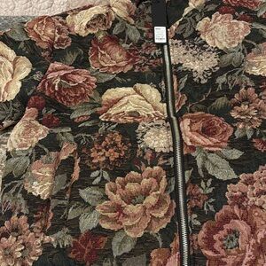 Floral Tapestry Zip-Front Men’s Puffer Jacket